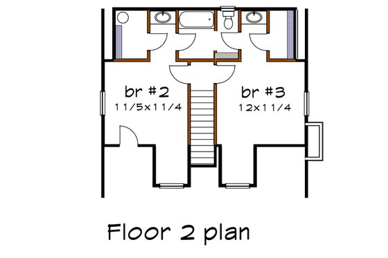 Floor Plan - Upper Floor for Farmhouse House Plan #79-154 - 3 bed, 2.5 bath