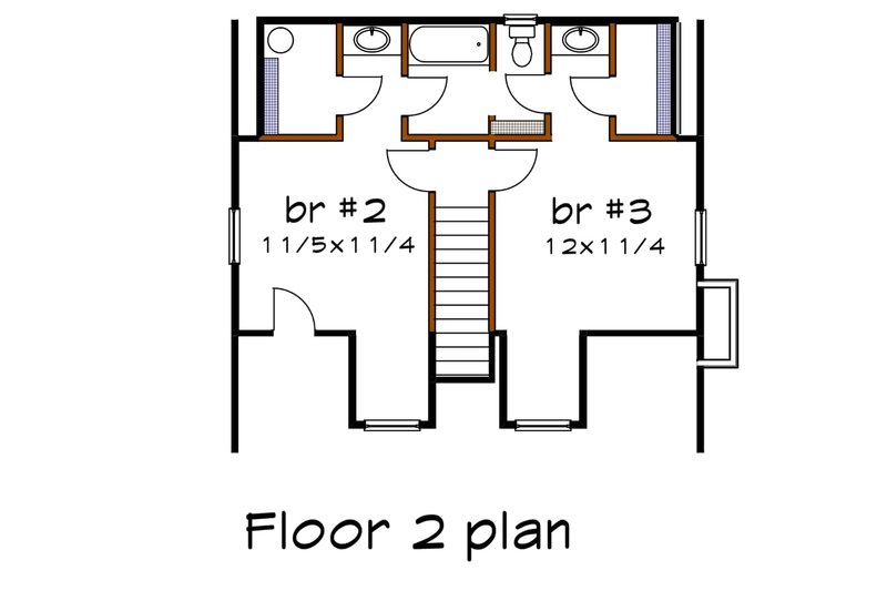 Architectural House Design - Floor Plan - Upper Floor for Farmhouse House Plan #79-154 - 3 bed, 2.5 bath