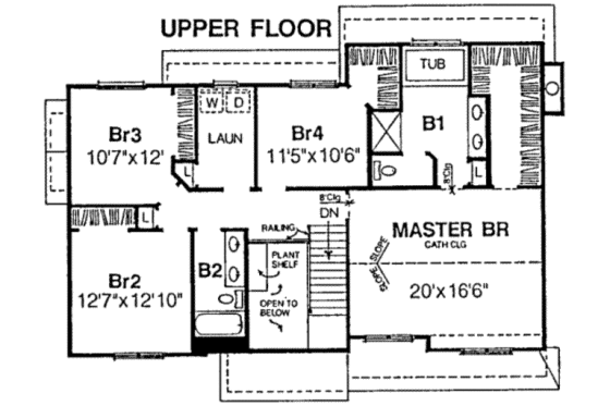 Floor Plan - Upper Floor for Traditional House Plan #334-109 - 4 bed, 2.5 bath