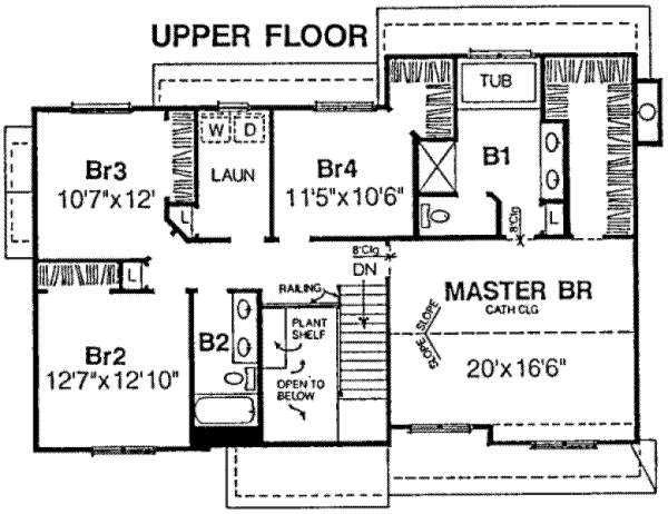 Traditional Floor Plan - Upper Floor Plan #334-109