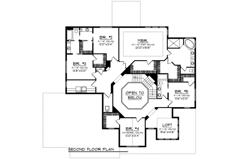 Architectural House Design - Floor Plan - Upper Floor for Craftsman House Plan #70-1255 - 6 bed, 4.5 bath
