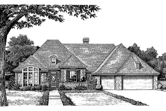 Exterior - Front Elevation for European House Plan #310-729 - 4 bed, 3.5 bath