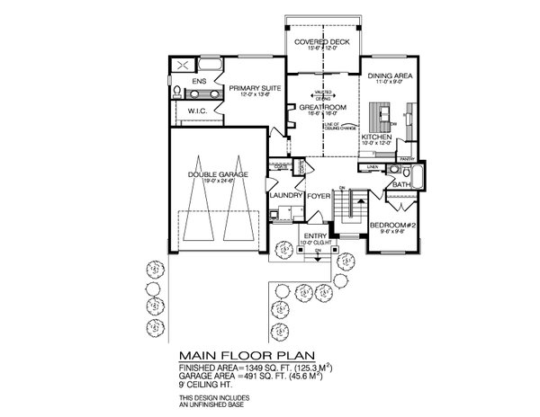 Architectural House Design - Floor Plan - Main Floor for Farmhouse House Plan #1100-165 - 2 bed, 2 bath
