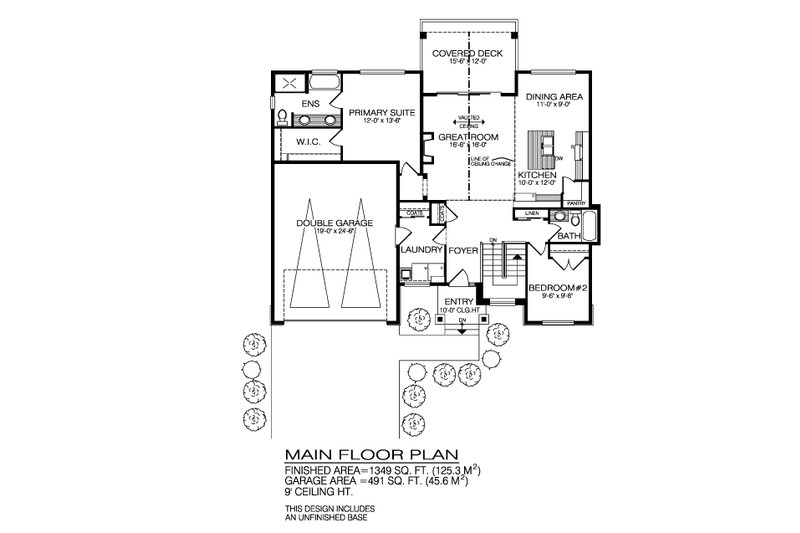 Architectural House Design - Floor Plan - Main Floor for Farmhouse House Plan #1100-165 - 2 bed, 2 bath