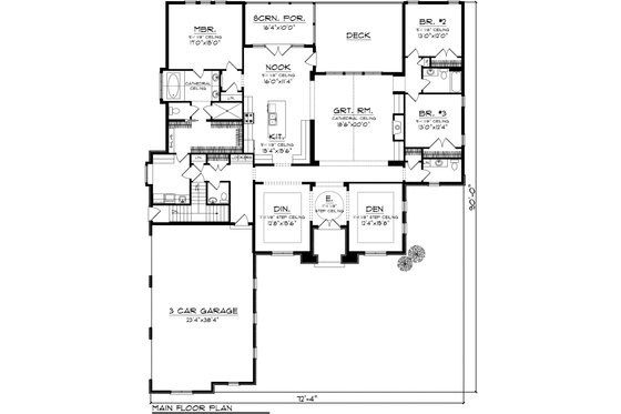 Floor Plan - Main Floor for Ranch House Plan #70-1126 - 3 bed, 3.5 bath
