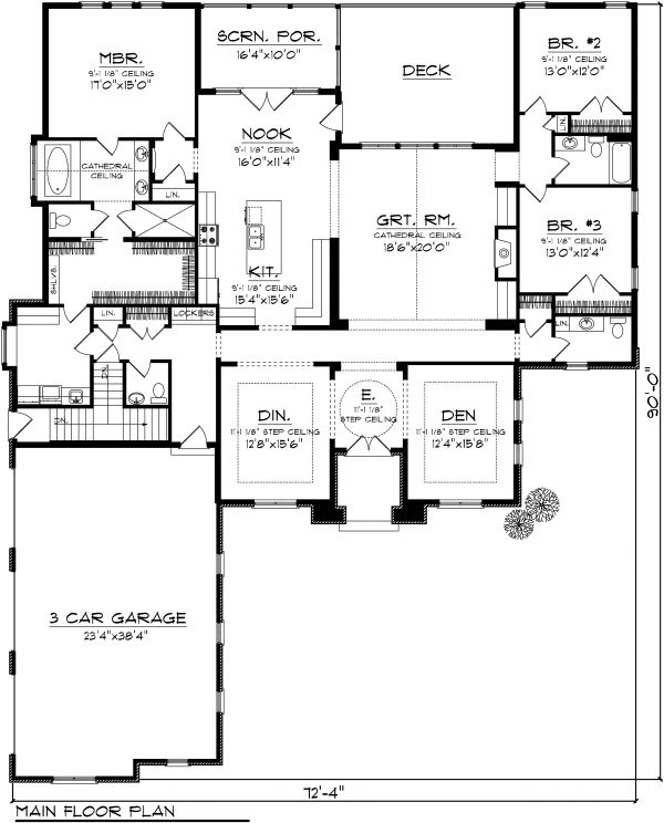 House Plan Design - Ranch Floor Plan - Main Floor Plan #70-1126