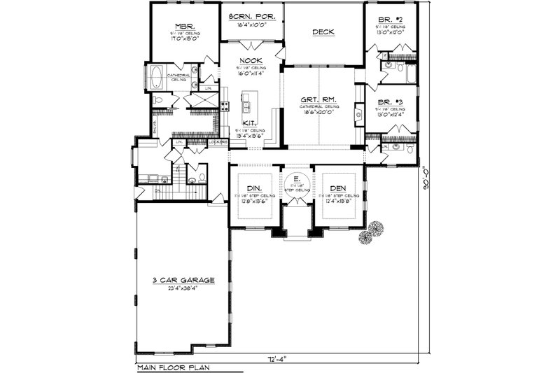Dream House Plan - Floor Plan - Main Floor for Ranch House Plan #70-1126 - 3 bed, 3.5 bath