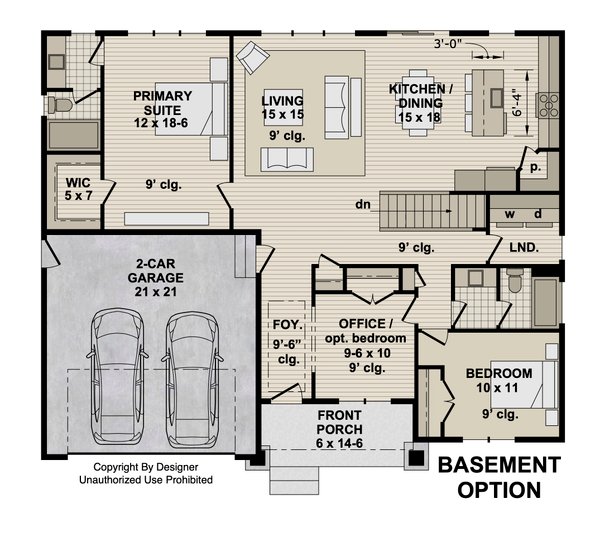 Architectural House Design - Floor Plan - Main Floor 1 for Craftsman House Plan #51-1559 - 2 bed, 2 bath
