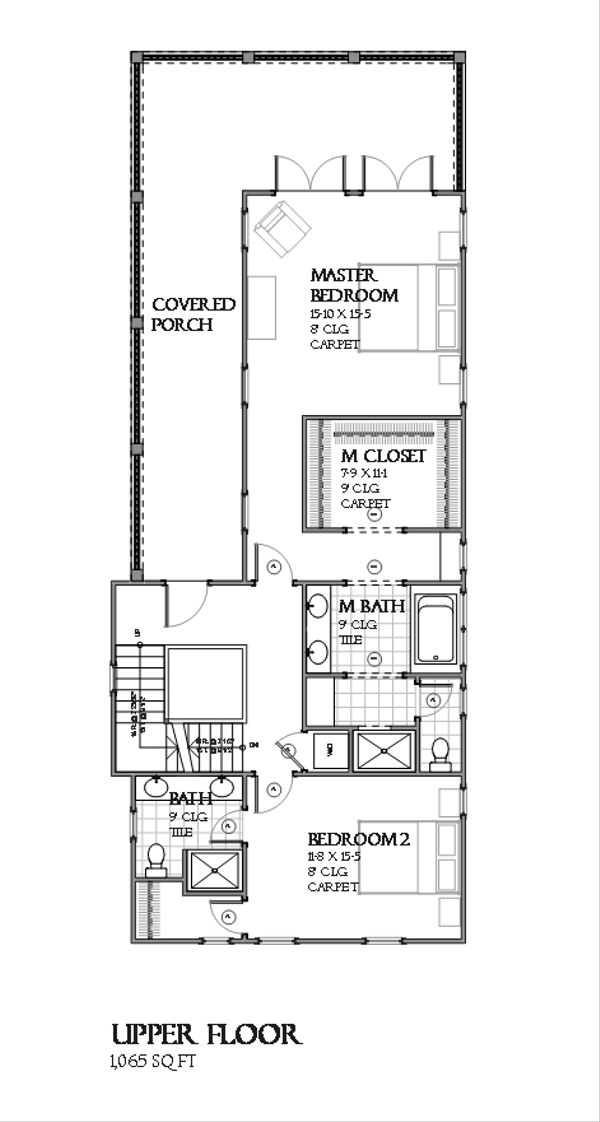 Beach Floor Plan - Upper Floor Plan #901-113
