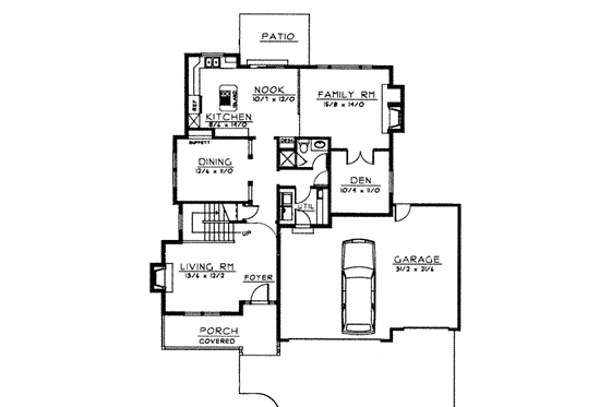 Floor Plan - Main Floor for Colonial House Plan #97-223 - 4 bed, 3 bath