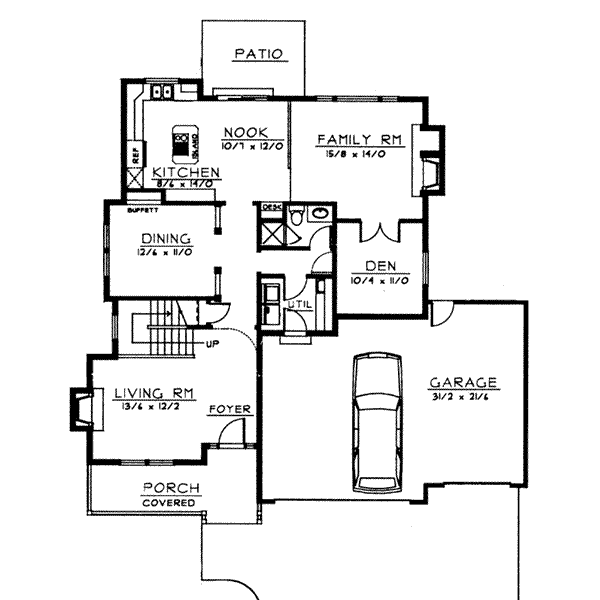 Colonial Floor Plan - Main Floor Plan #97-223