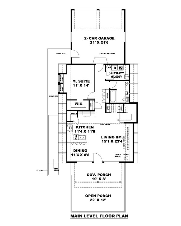 House Blueprint - Cabin Floor Plan - Main Floor Plan #117-1075