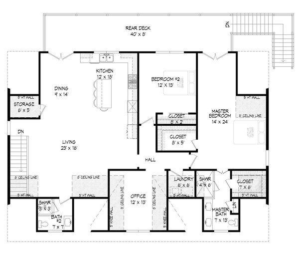 Architectural House Design - Traditional Floor Plan - Upper Floor Plan #932-407