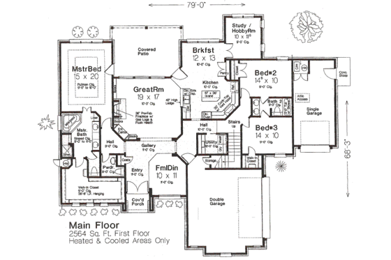 Floor Plan - Main Floor for European House Plan #310-985 - 3 bed, 3.5 bath