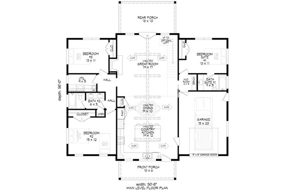 Floor Plan - Main Floor for Barndominium House Plan #932-1145 - 3 bed, 2 bath