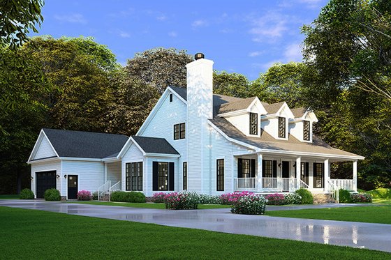 Exterior - Front Elevation 4 for Farmhouse House Plan #923-100 - 4 bed, 2 bath