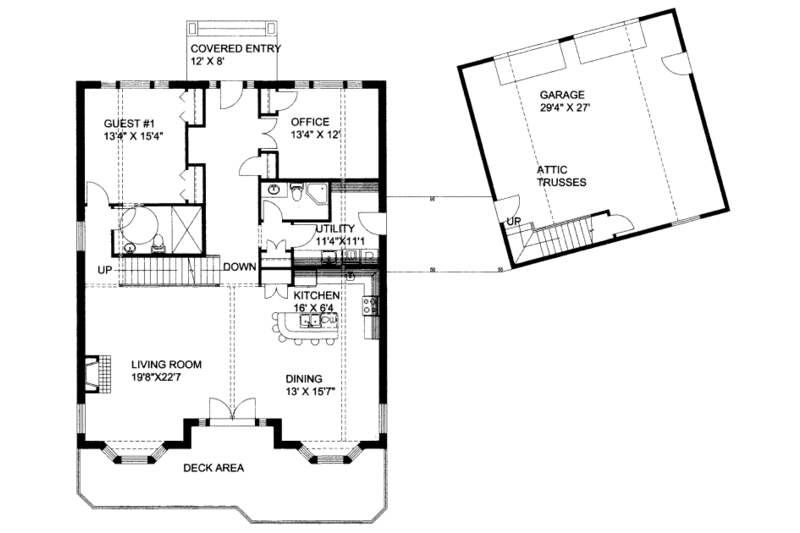 Home Plan - Floor Plan - Main Floor for Bungalow House Plan #117-626 - 4 bed, 5 bath