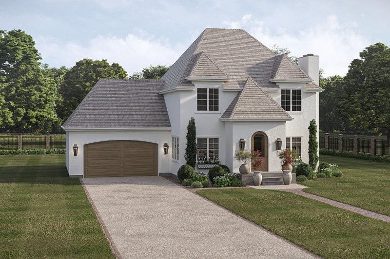 House Blueprint - Exterior - Front Elevation 3 for European House Plan #455-749 - 3 bed, 2.5 bath