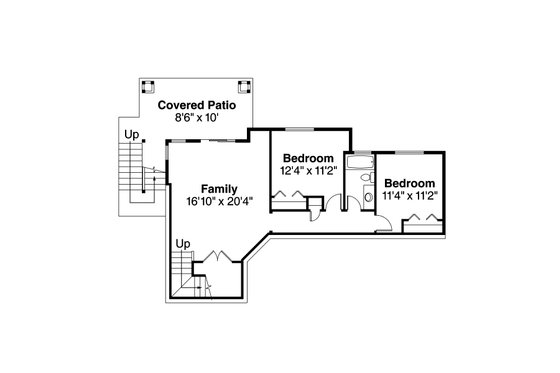 Floor Plan - Lower Floor for Prairie House Plan #124-924 - 3 bed, 2.5 bath