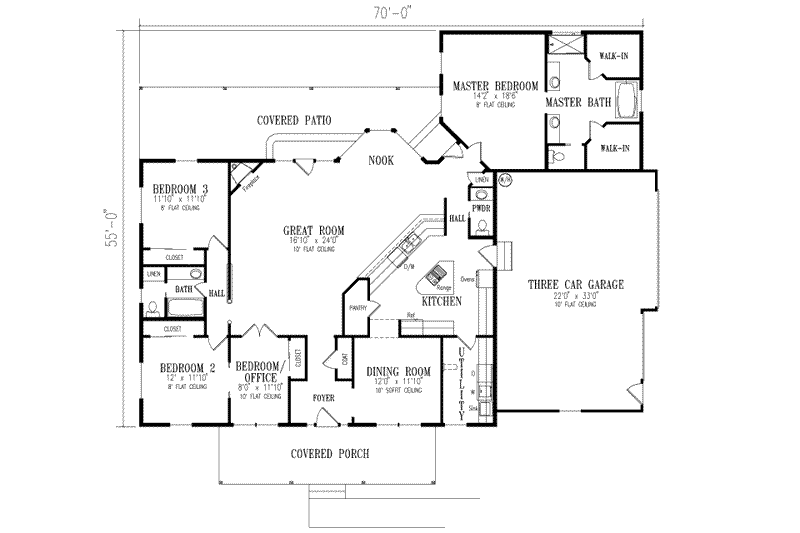 Home Plan - Floor Plan - Main Floor for Country House Plan #1-560 - 4 bed, 2.5 bath