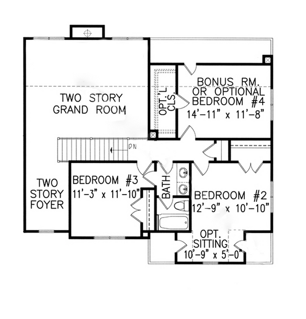 Traditional Floor Plan - Upper Floor Plan #54-537