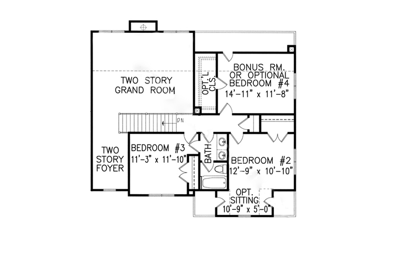Architectural House Design - Floor Plan - Upper Floor for Traditional House Plan #54-537 - 3 bed, 2.5 bath