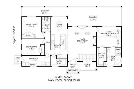 Floor Plan - Main Floor for Barndominium House Plan #932-1421 - 3 bed, 2 bath