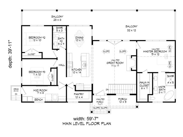 Floor Plan - Main Floor for Barndominium House Plan #932-1421 - 3 bed, 2 bath