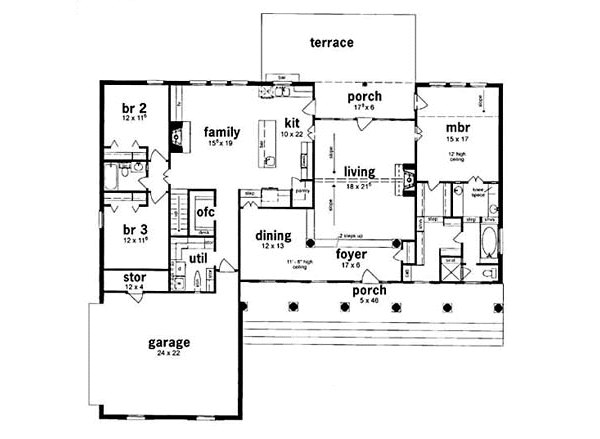 Home Plan - Southern Floor Plan - Main Floor Plan #36-206