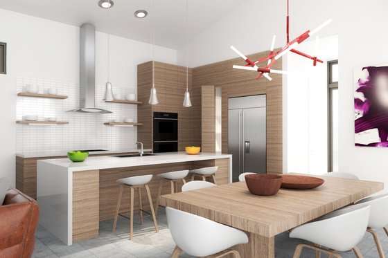 Interior - Kitchen for Contemporary House Plan #80-220 - 3 bed, 2.5 bath