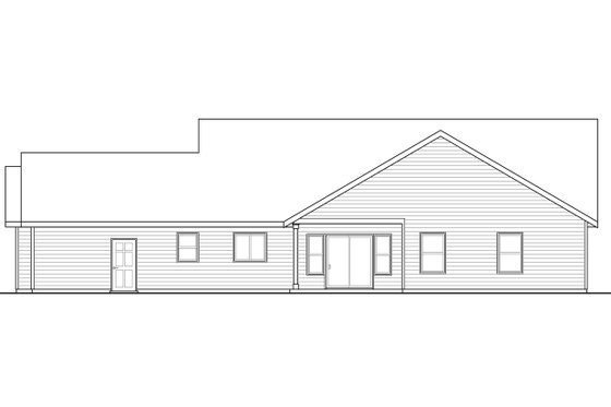 Exterior - Rear Elevation for Ranch House Plan #124-948 - 3 bed, 2.5 bath