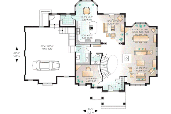 Floor Plan - Main Floor for European House Plan #23-667 - 3 bed, 2.5 bath