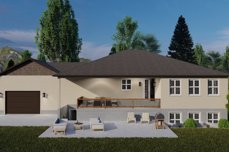 Dream House Plan - Exterior - Rear Elevation for Ranch House Plan #1060-21 - 5 bed, 4 bath