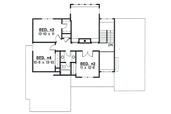 Floor Plan - Upper Floor for Traditional House Plan #67-404 - 4 bed, 2.5 bath