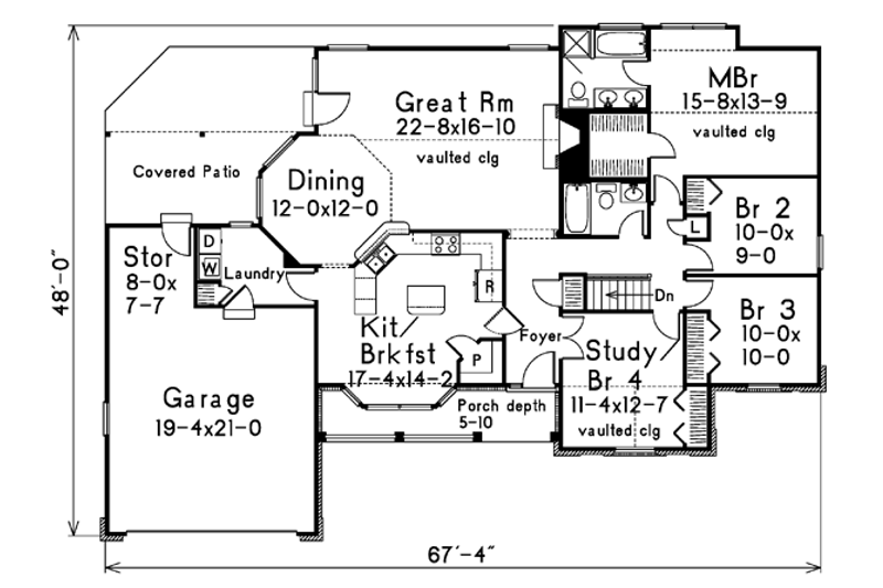 Dream House Plan - Floor Plan - Main Floor for Traditional House Plan #57-174 - 4 bed, 2 bath