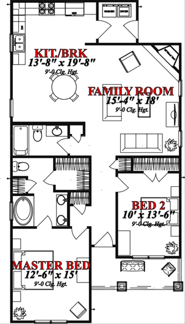 Bungalow Floor Plan - Main Floor Plan #63-296