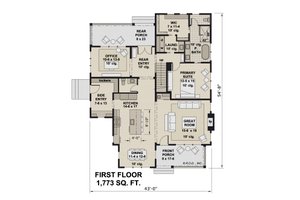 Floor Plan - Main Floor for Farmhouse House Plan #51-1275 - 4 bed, 3.5 bath