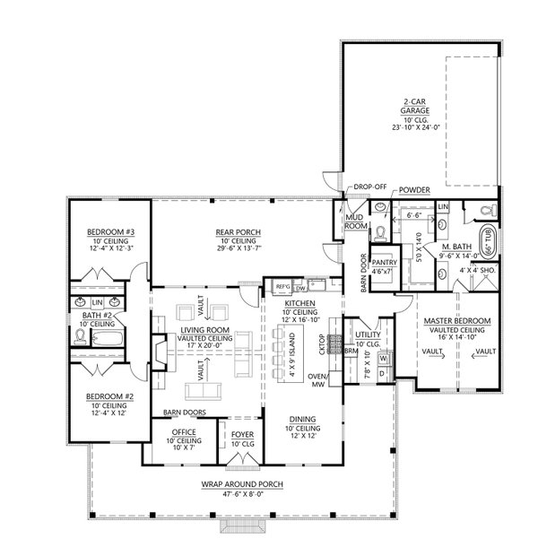 House Plan Design - Farmhouse Floor Plan - Main Floor Plan #1074-53