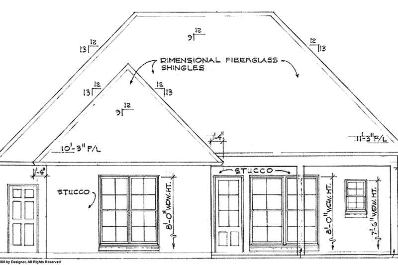Home Plan - Exterior - Rear Elevation for Country House Plan #301-141 - 3 bed, 2.5 bath