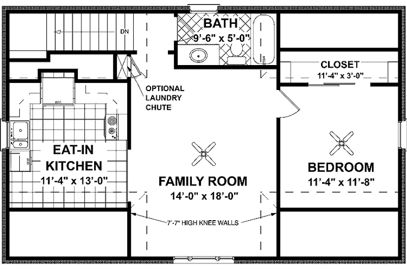 House Design - Floor Plan - Upper Floor for Colonial House Plan #56-674 - 1 bed, 1 bath