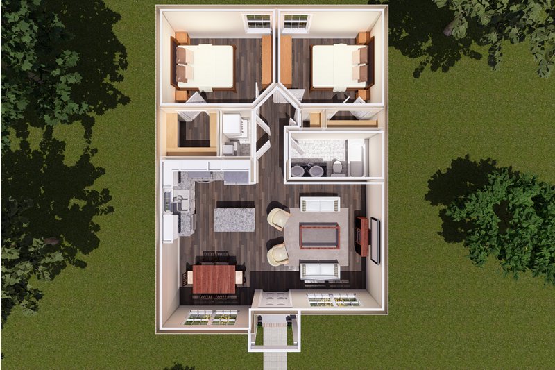 Cottage Style House Plan - 2 Beds 1 Baths 788 Sq/Ft Plan #513-2199 ...