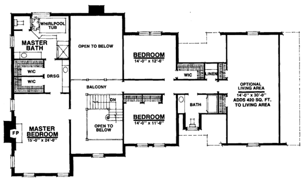 Architectural House Design - Colonial Floor Plan - Upper Floor Plan #1016-36