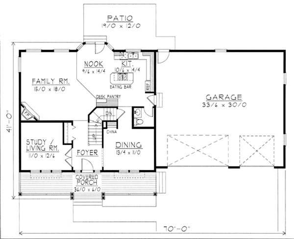 Home Plan - Colonial Floor Plan - Main Floor Plan #1037-23