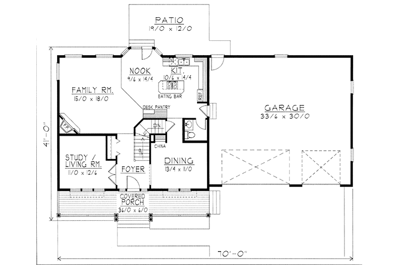 Home Plan - Floor Plan - Main Floor for Colonial House Plan #1037-23 - 3 bed, 2.5 bath