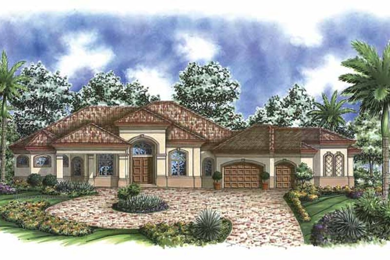 Dream House Plan - Mediterranean Exterior - Front Elevation Plan #1017-88