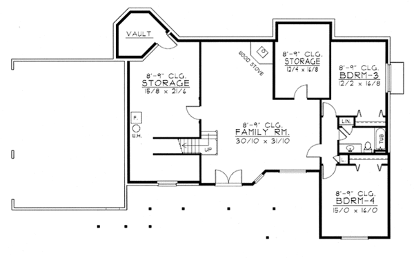 Dream House Plan - Traditional Floor Plan - Lower Floor Plan #1037-29