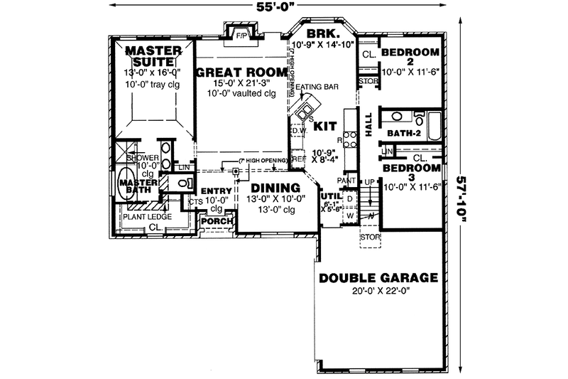 Architectural House Design - Floor Plan - Main Floor for Country House Plan #34-262 - 3 bed, 3.5 bath