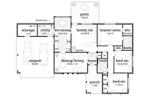 Floor Plan - Main Floor for Ranch House Plan #45-575 - 3 bed, 2 bath