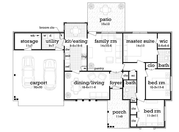 Ranch Floor Plan - Main Floor Plan #45-575