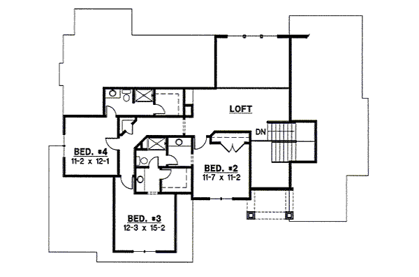 Traditional Floor Plan - Upper Floor Plan #67-779